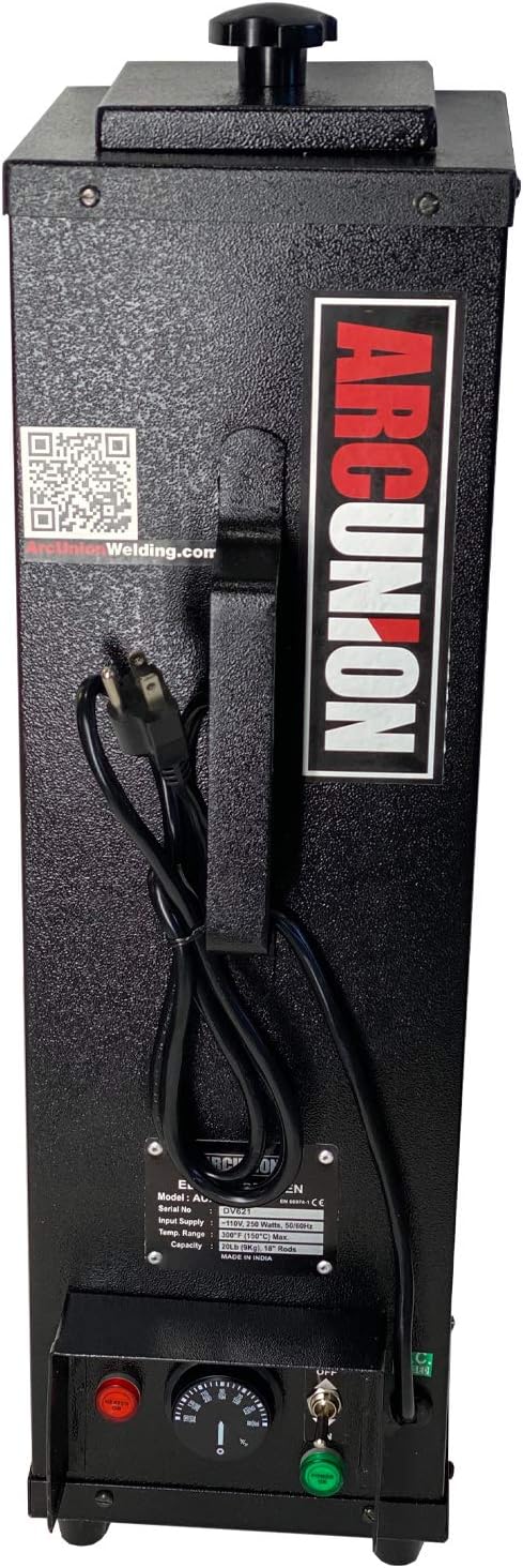 Arc Union High-Quality Lightweight Temperature Controlled 20 lb Dry Stick Welding Electrode Oven - Portable 115V Capacity Thermostat Adjustable 80-300 Degrees Stabilizing Welder Rod Storage, Black