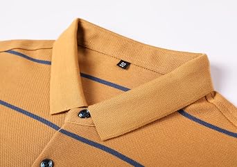 Mens Casual Cotton Striped Slim Fit Long Sleeve Collared T Shirt Polo Shirts