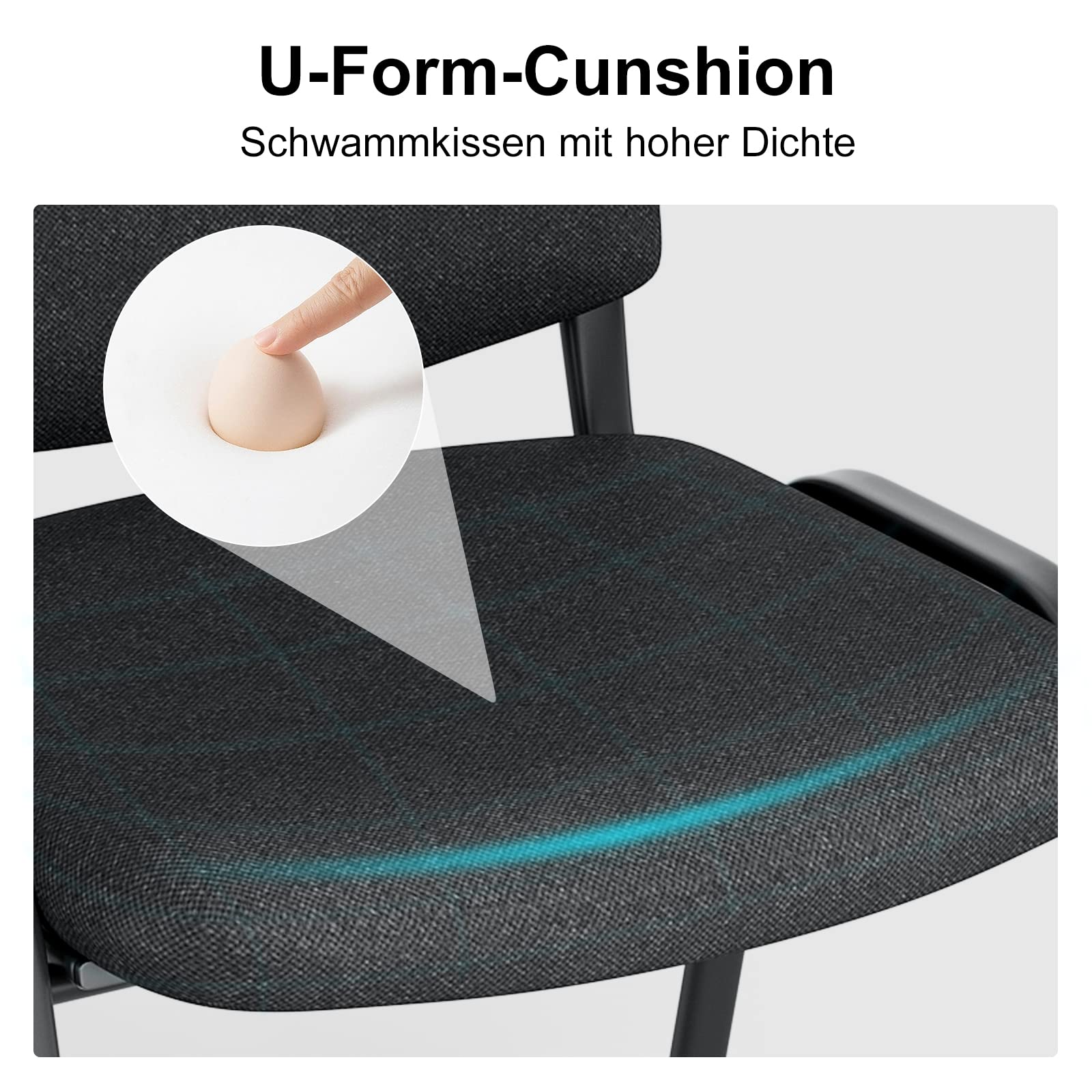 BASETBL Chaise de Conférence Empilable, Chaise Visiteur avec Rembourrage et Structure en Métal Solide, Chaise Empilable pour Salle de Conférence, Salle d’Attente et Espace d’Accueil - Deux Chaises