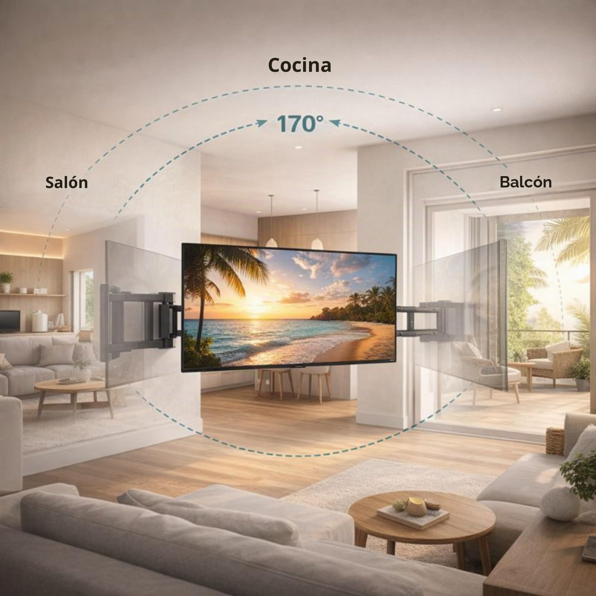 MULTIBRACKETS Motorized Swing Mount X-Large RF Soporte TV de Pared Motorizado 170° con Mando RF para 42"–75", Compatible VESA 200x200 a 600x400, Carga 45 kg, Negro.