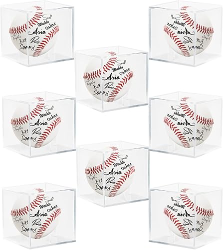 Paquete de 8 vitrinas acrílicas de béisbol, soporte con protección UV para béisbol con autógrafo, pelota de tenis, golf, billar, vitrinas de