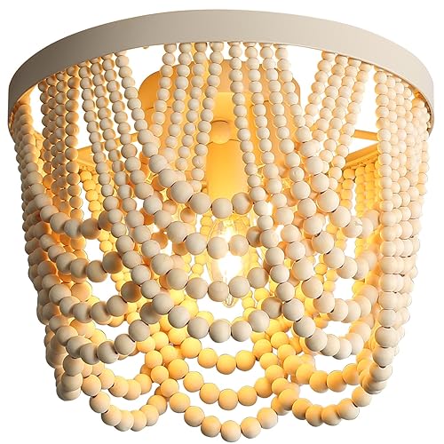 Bohemian Wood Beaded lamp 3-Light recessed Mounted Ceiling lamp Primary