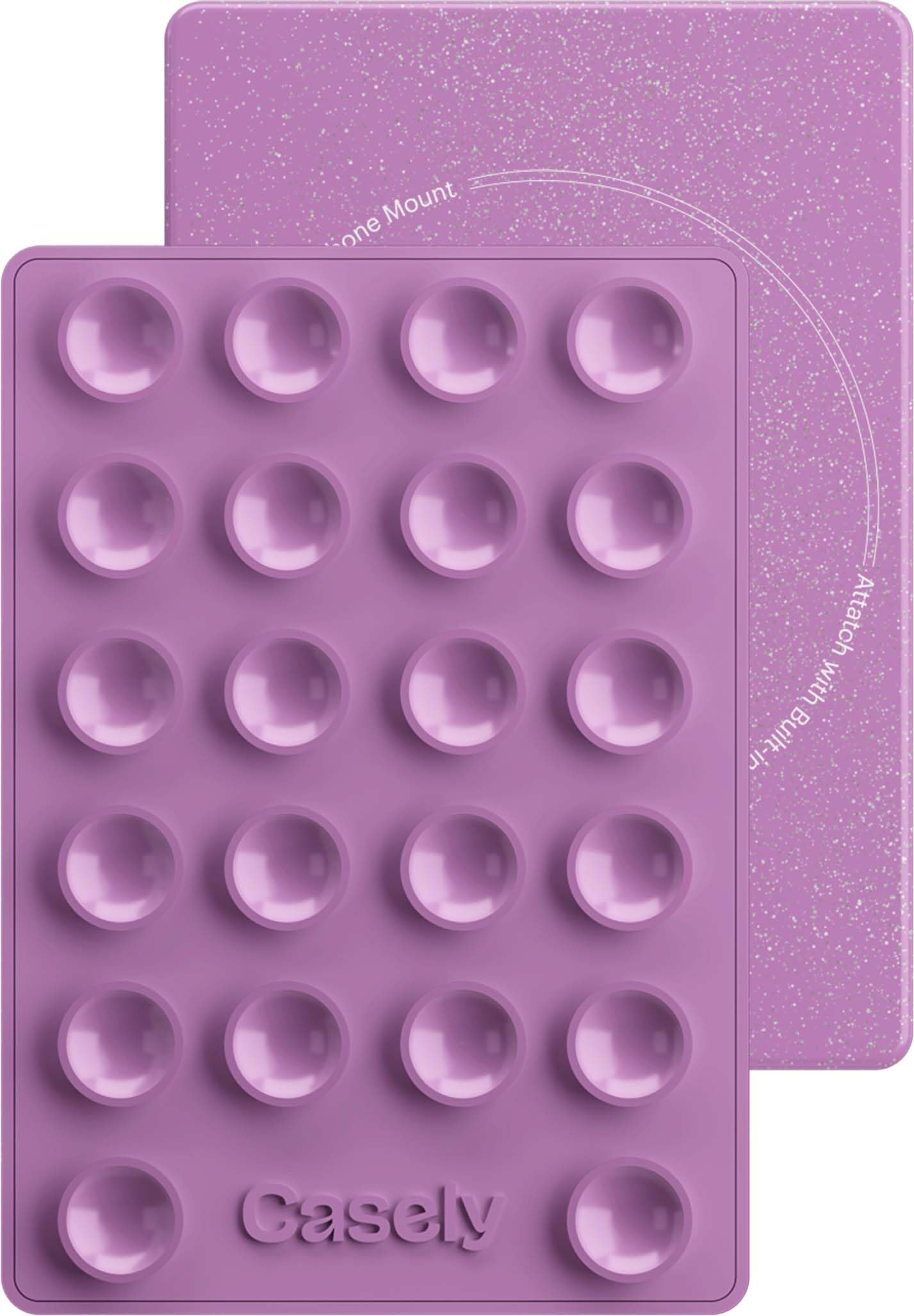 Casely Grippy Lavender Waves | Purple Glitter | MagSafe Compatible Cell Phone Mount Silicone Suction Cup Sticky Phone Holder and Stand