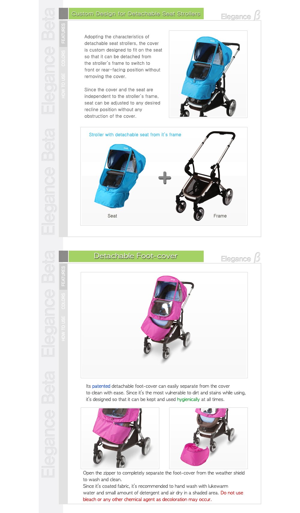 Manito Elegance Beta Stroller Weather Shield/Rain Cover - Purple - Image 3 thumbnail