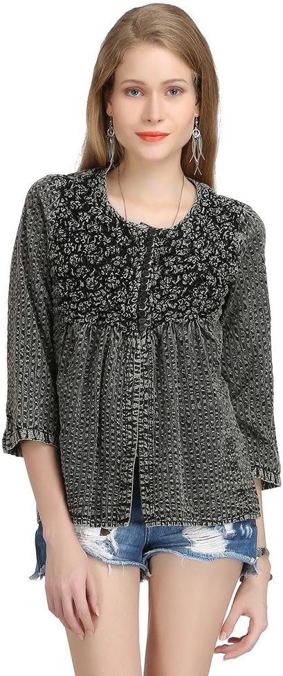 Fullsleeves Cotton Black Blouson Top