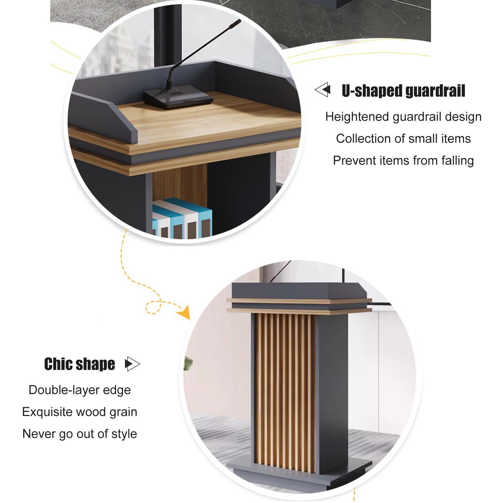 Podio professionale in legno con 4 ruote girevoli, versatile leggio con ripiano Sto per presentazioni, ideale per chiese, matrimoni, scuole ed eventi