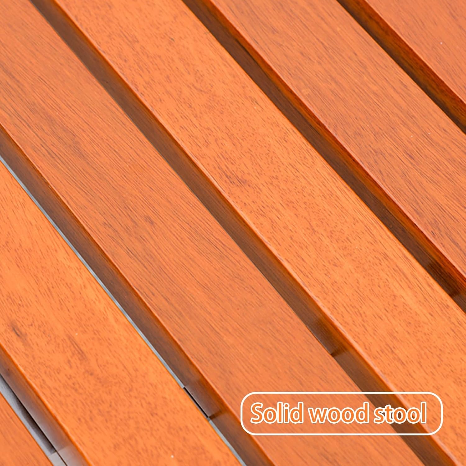 Solid Wood Outdoor Garden Bench, Metal Bench, Patio Backless Bench, Stainless Steel Frame Park Bench, for Outdoors Park, Lawn