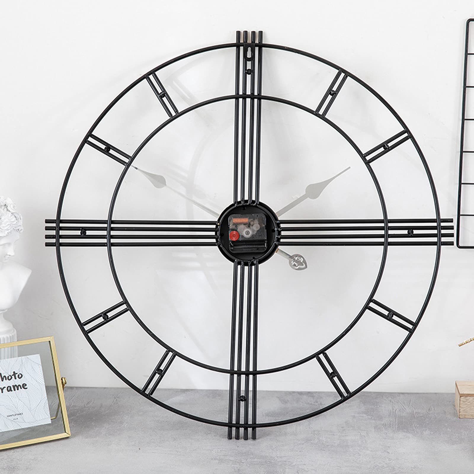 Reloj de Pared para Sala de Estar, Reloj de Pared Grande de Metal 3D Retro, Reloj Decorativo de Arte de Pared silencioso Que no Hace tictac, Reloj de Pared de Estilo Industrial par