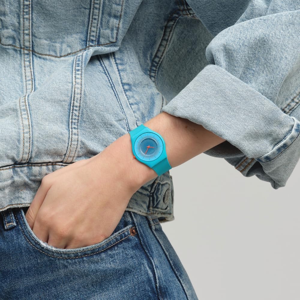 Swatch Skin Classic Biosourced Unisex Watch Casual Polymer Blue Quartz Waterproof Radiantly Teal