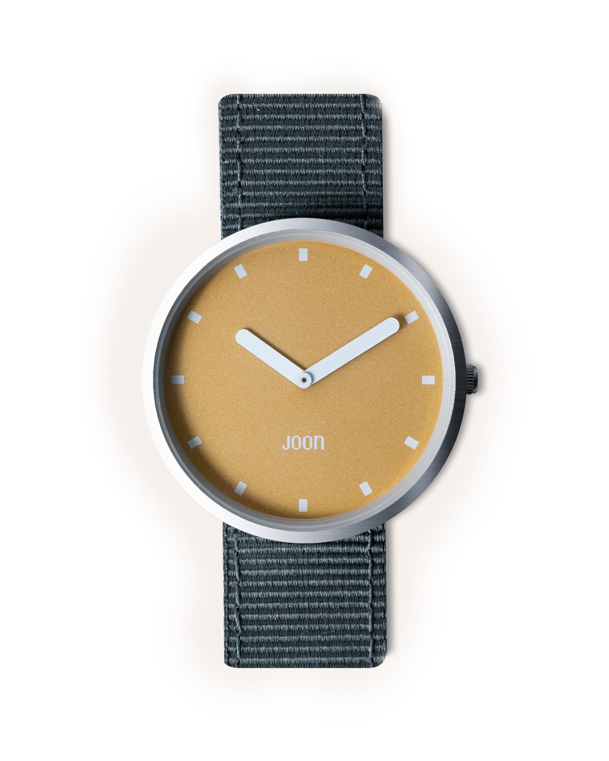 JOON Wrist Watch Sunny Side - Matte Steel Silver Bezel with Apricot Yellow Dial and Thunder Grey Nylon Strap, Japanese Quartz Movement, Unisex Urban Watch (B0D47CN2C8) Amazon Price History, Amazon Price Tracker