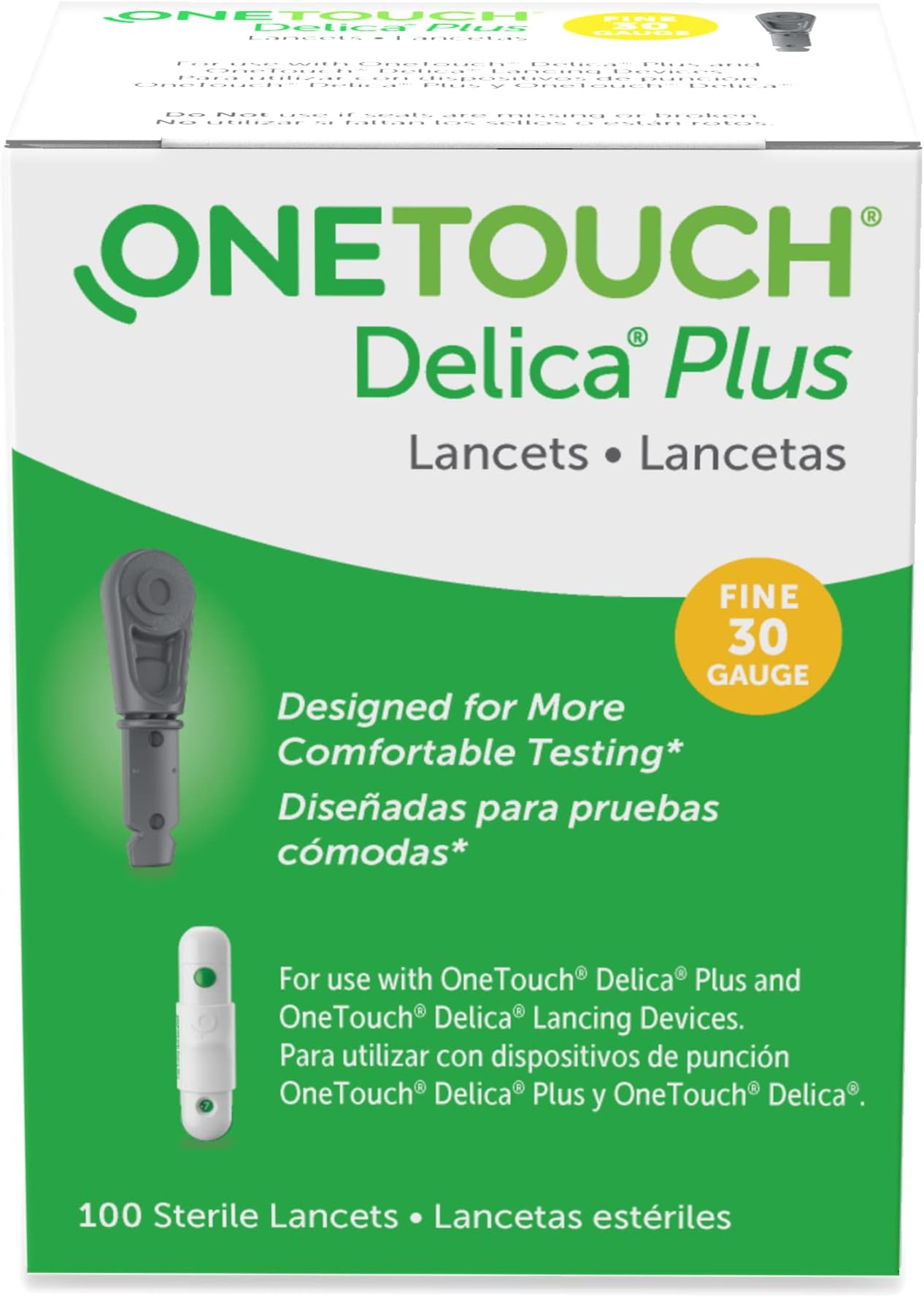 OneTouch Safety Lancet for Lancing Device 30 Gauge Needle Multiple Depth Settings 1 Box(s), 100 /Box