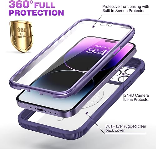 Miniatura 753 de Diaclara - Funda diseñada para iPhone 15 Plus de 6.7 pulgadas, transparente, cuerpo completo, con protector de pantalla, resistente de protección