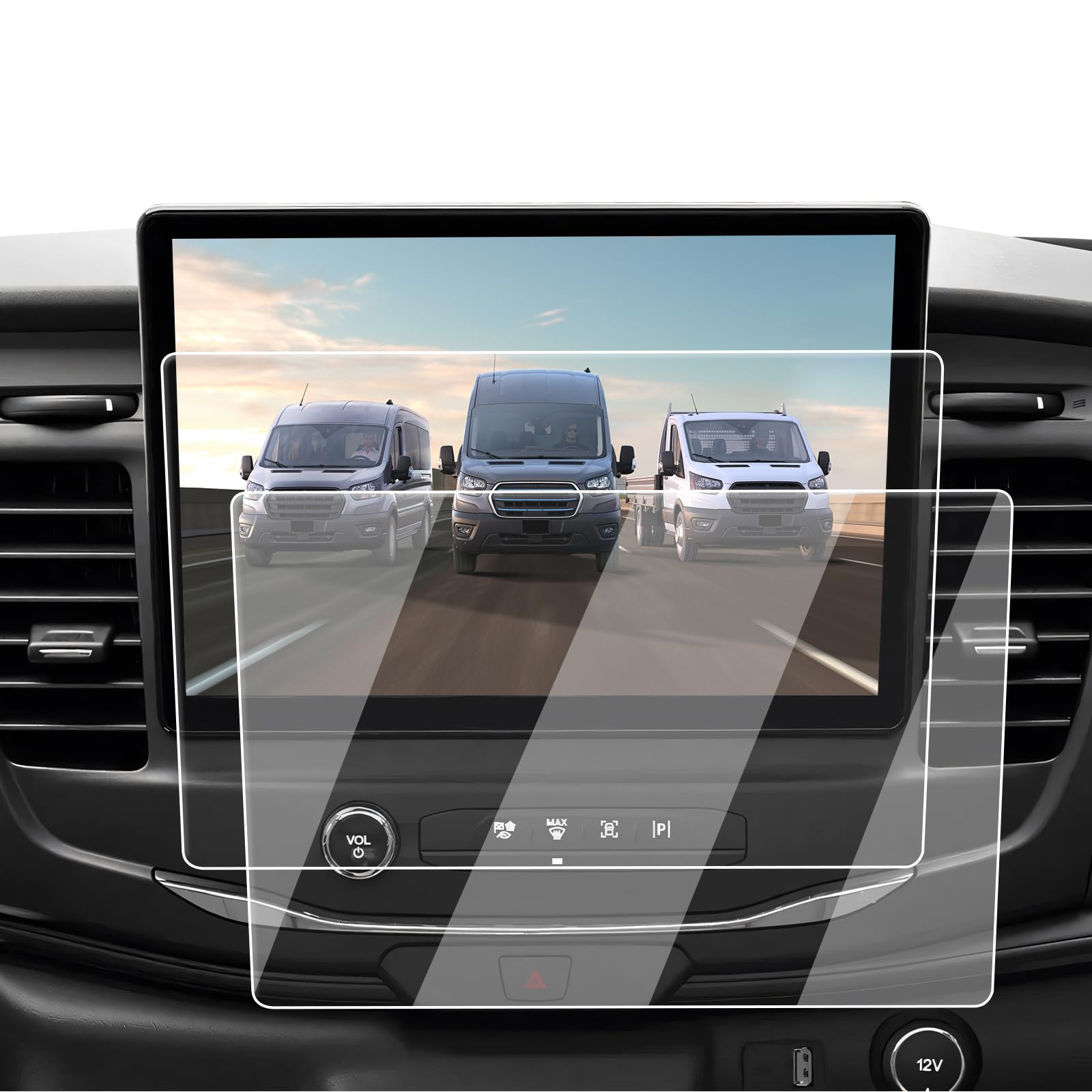 ECOZEN Screen Protector For 2022-2026 2027 Ford Transit - 2 Pcs Nano-film 12-Inch Navigation Protector For 2022-2027 Transit(Passenger Van XL/XLT/Cargo Van/Crew Van) Accessories