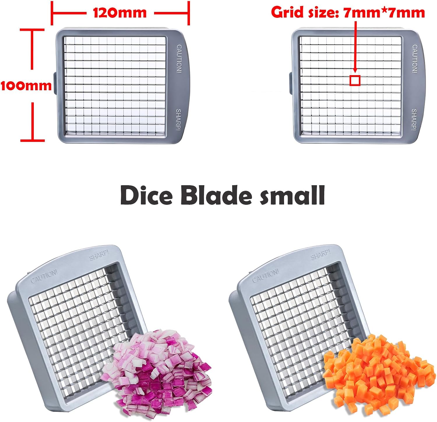 2 Replacement Small Blades And Stainless Steel Vegetable Chopper