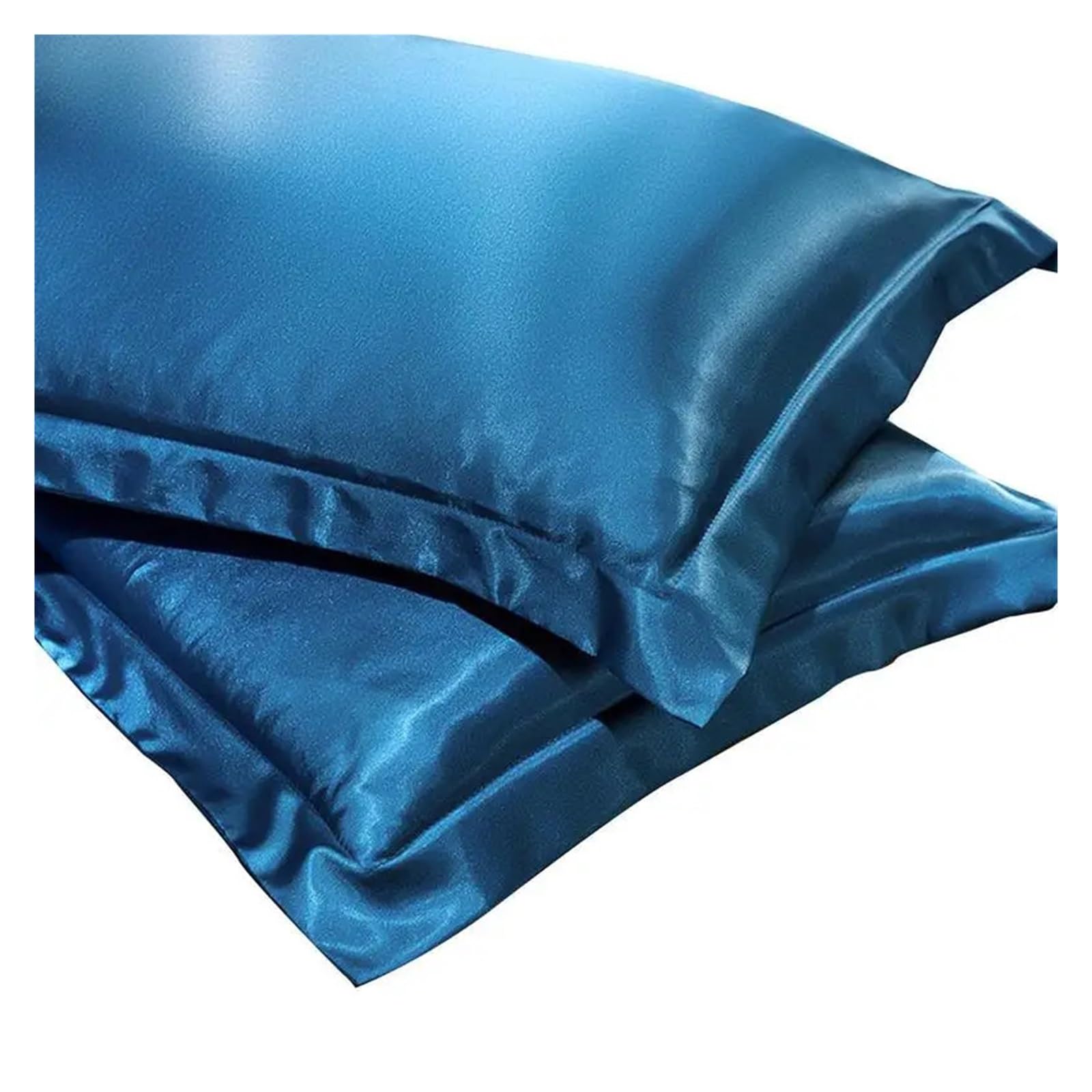 Silky Pillow Covers, 2 Silk Satin Pillowcase Home Bedd Decor For Beauty Sleep Multicolor 19x29in(Blue)