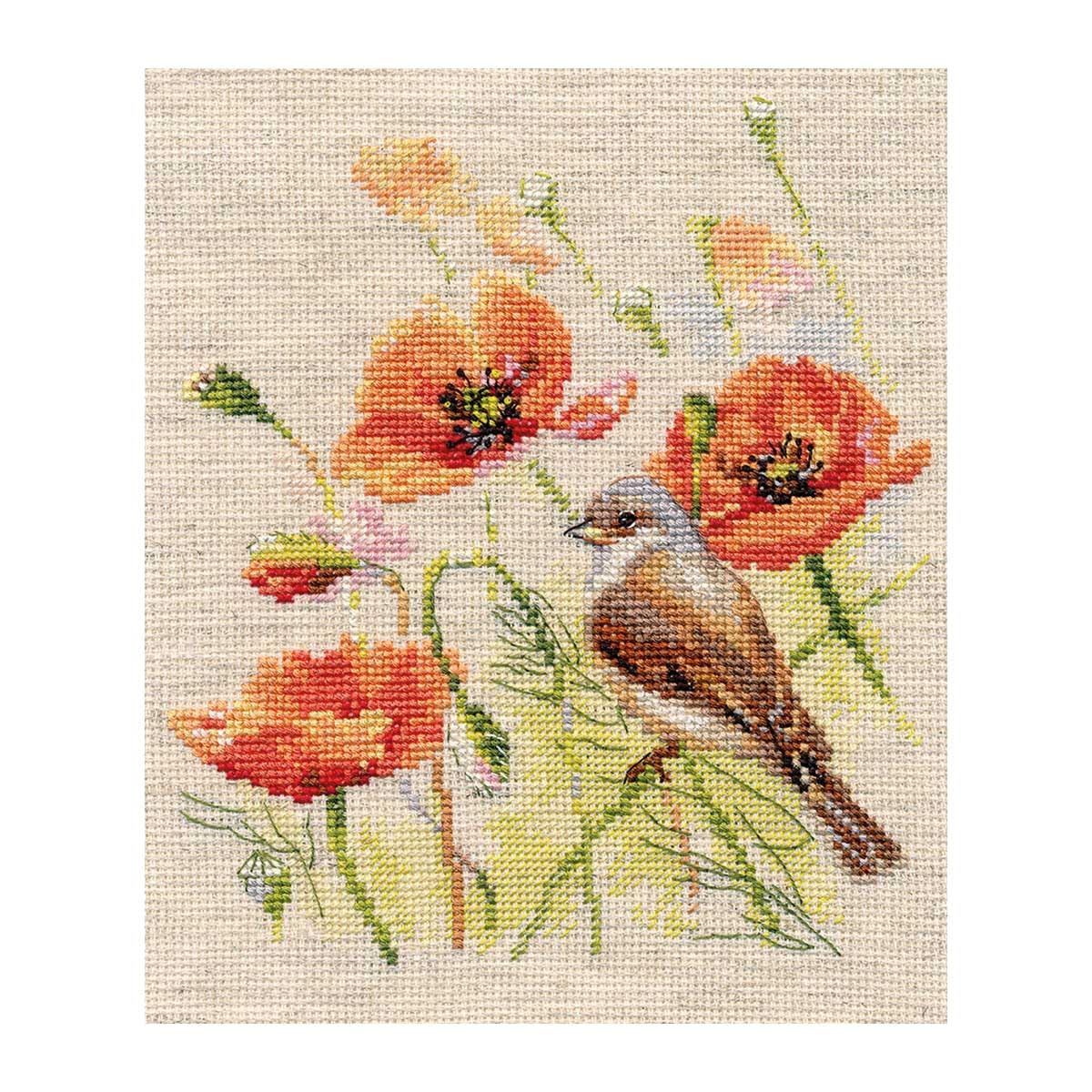 Mp Studia Alisa Bird And Poppies Cross Stitch Kit