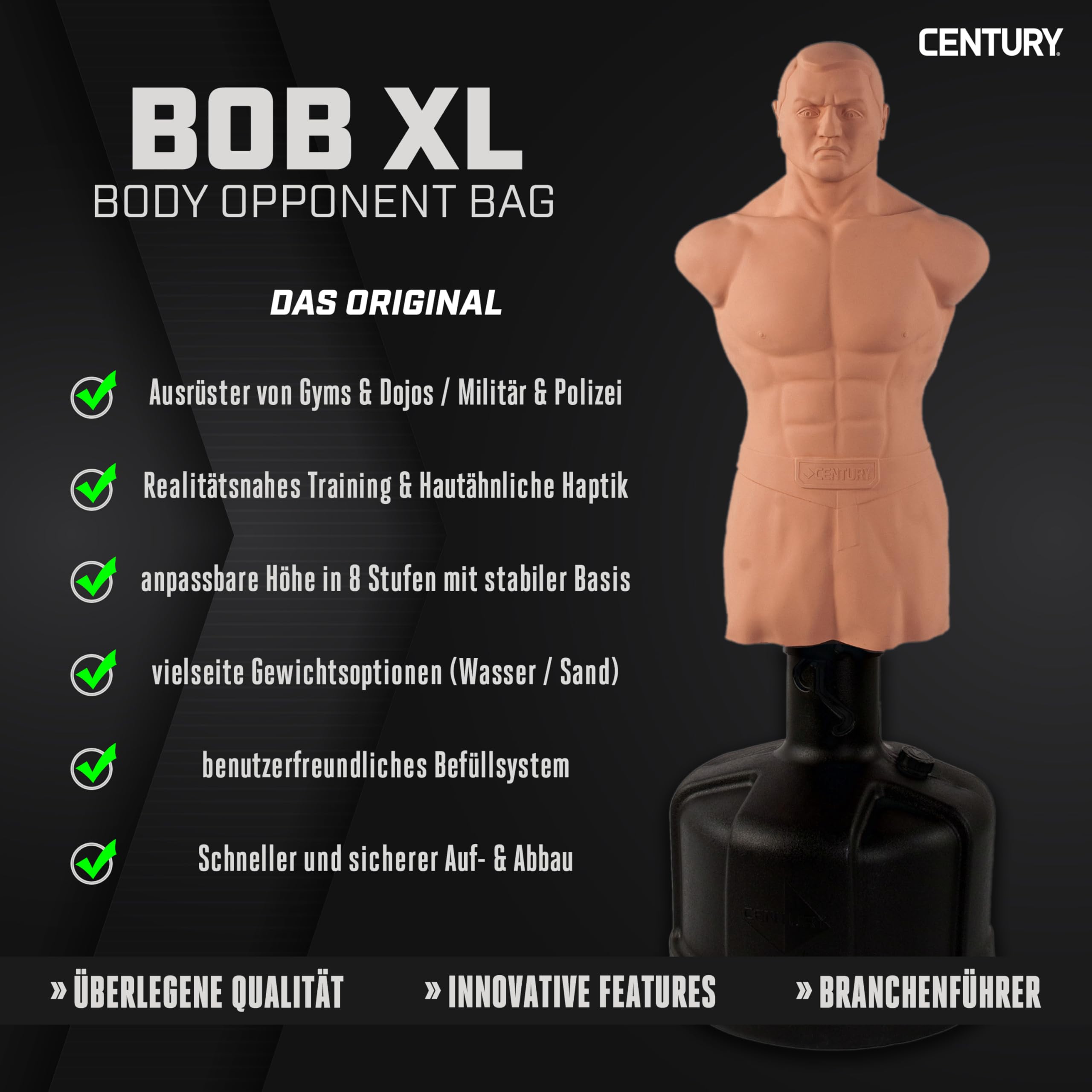 Century Original BOB XL Boxdummy - Höhenverstellbar & authentische Vinylhaut - 152 bis 208cm