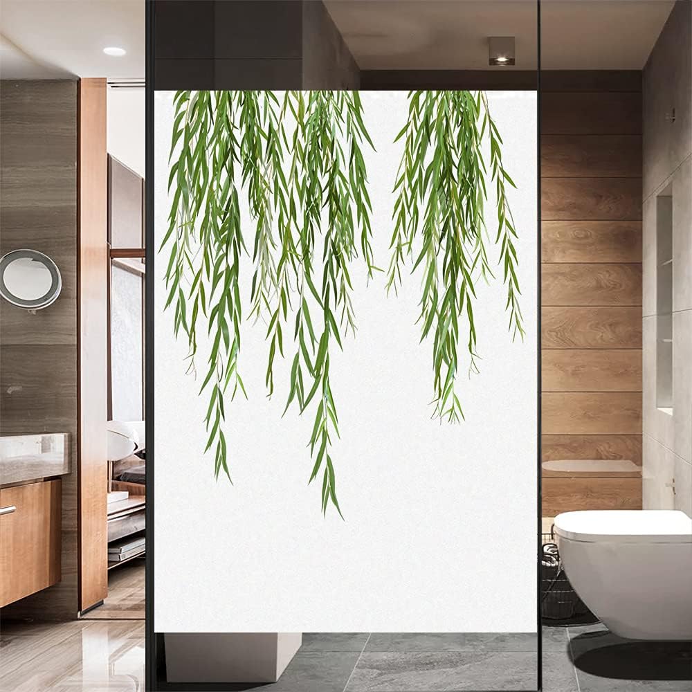 Window Film Privacy Static Cling Window Stickers No Glue Willow Decorative Window Clings UV Blocking Heat Reduction Window Coverings for Home/Office 29.52"x74.80"(75x190cm)