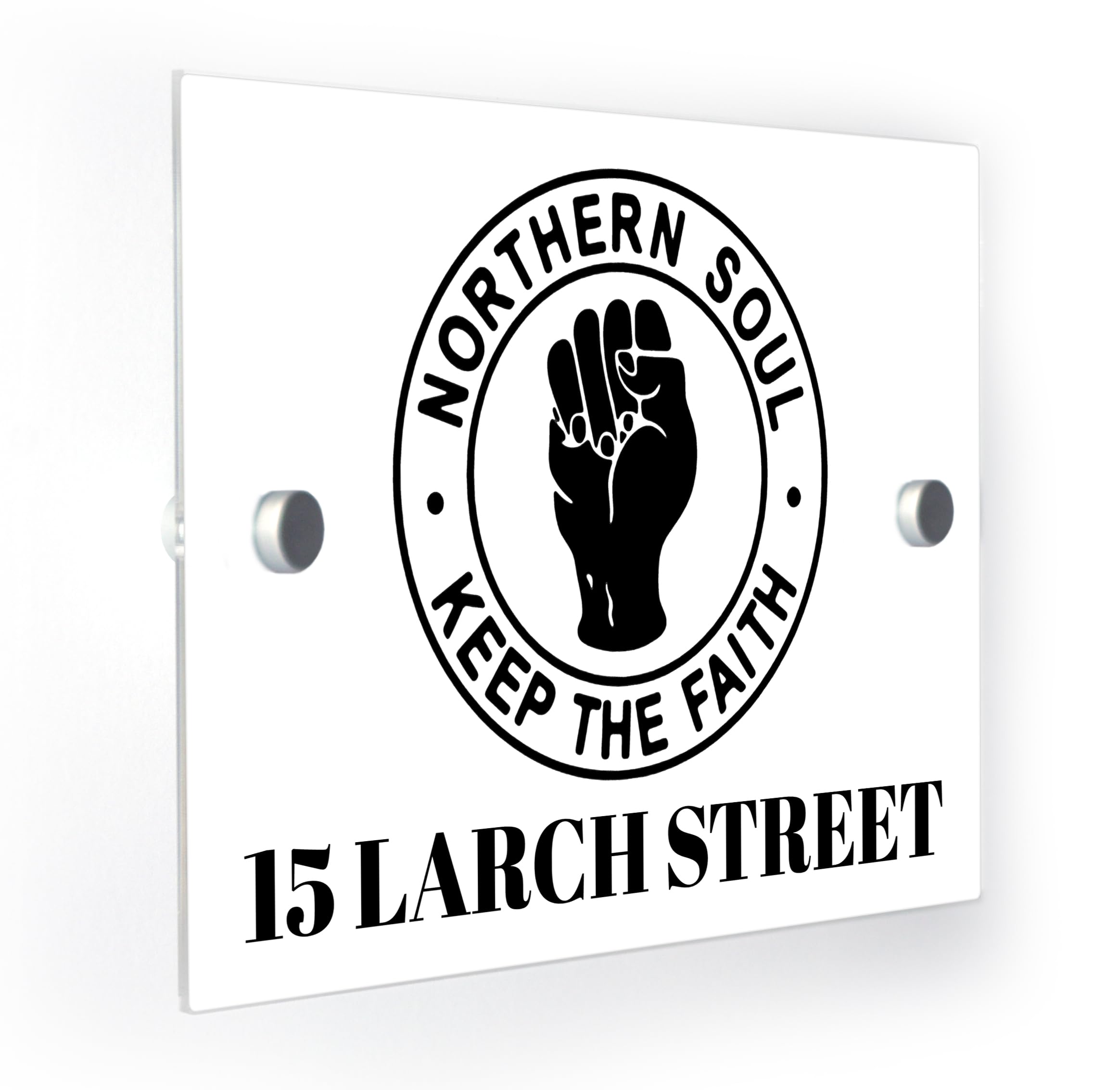 Northern Soul Personalised House Number Door Sign Plaque with Fittings