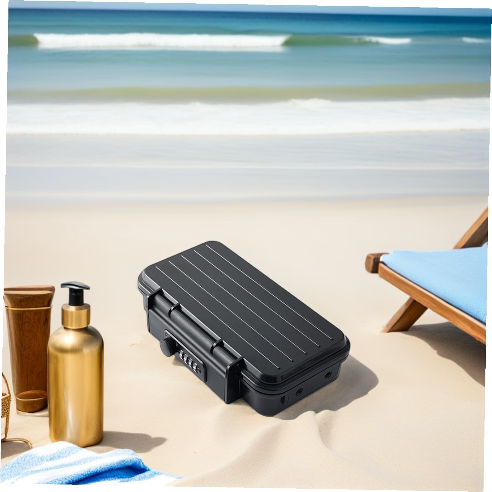 PLAFOPE Tragbare Kleine Safe Box mit Abnehmbarem Stahlseil Stoßfest Silikon-innenfutter Zahlenschloss mit Kombinationen für Reisen Strand Fitnessstudio und Hotelgebrauch