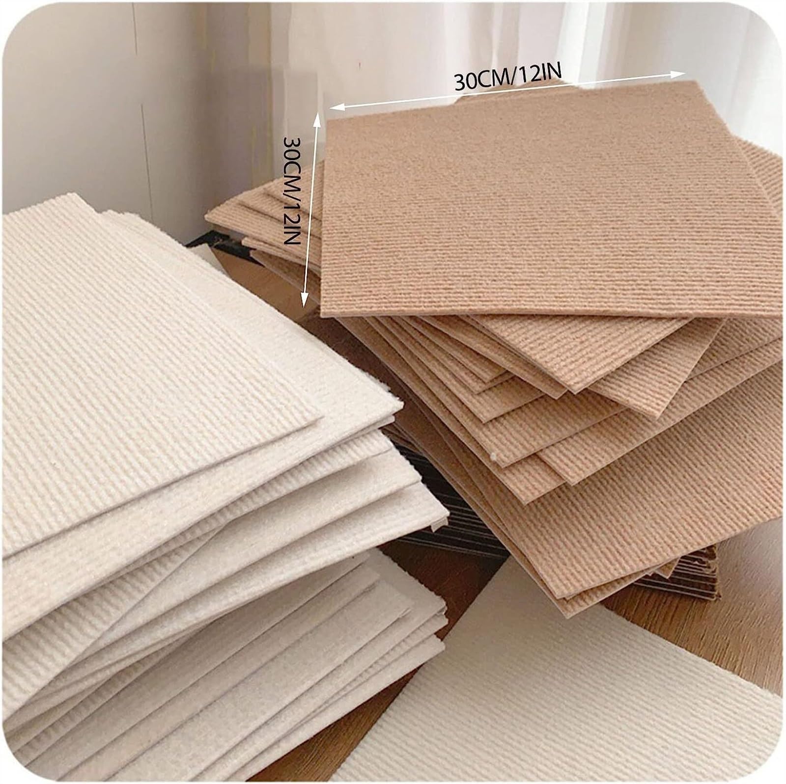 dalles de moquette, Dalles de moquette 12x12 pouces(White+light Curry+curry,10pcs)
