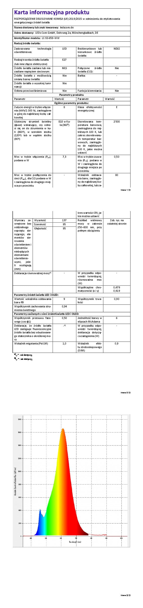 ledscom.de 12x E27 LED Leuchtmittel, G95, extra warmweiß (2500 K), 7,3 W, 818lm, 3-Stufen-Dimmer, goldfarben