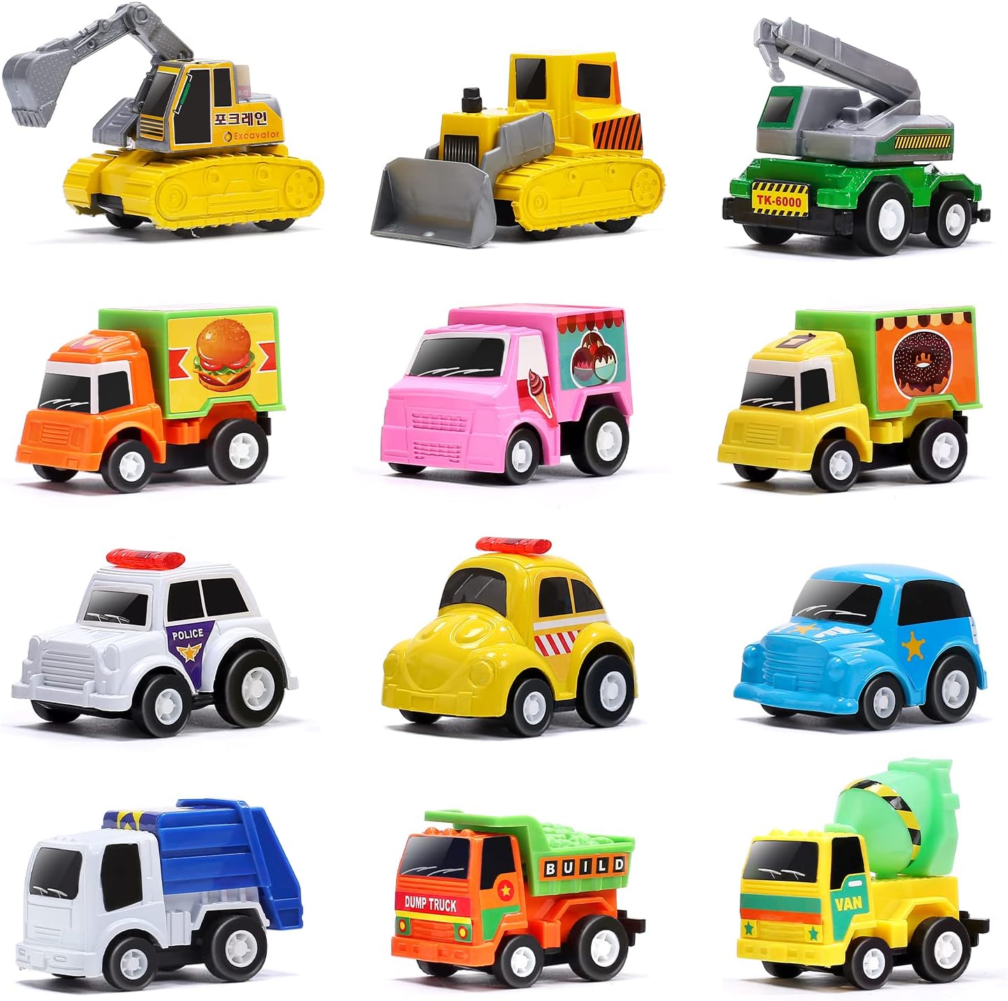 CUTE STONE 24 PCs Filled Easter Eggs with Cars, Easter Basket Stuffers Eggs Hunt Classroom Prize Supplies for Kids