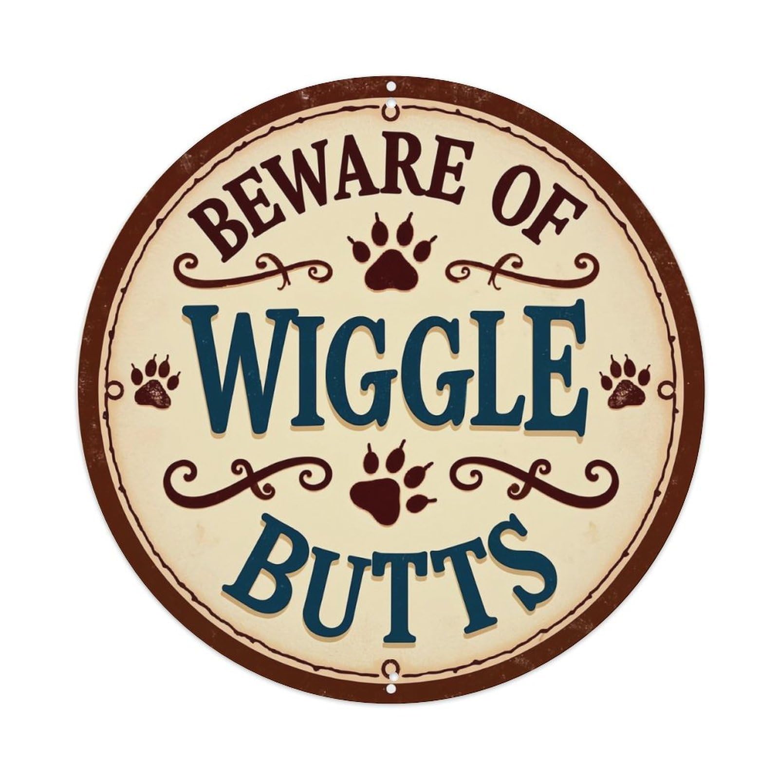 Beware Of Wiggle Butts Sign Tin Sign Metal Poster Vintage Metal Signs for Home Man Cave Bar Cafe Kitchen laundry room Wall Decorations 8x8 inches