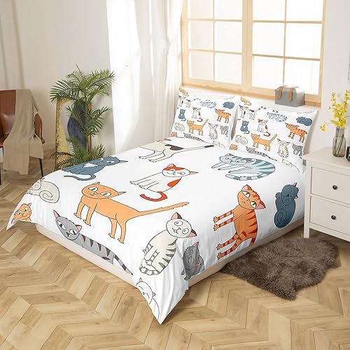 Miniatura 8 de Feelyou Funda de edredón con estampado de perro, tamaño matrimonial, funda de edredón de cachorro de caricatura, lindo juego de ropa de cama con