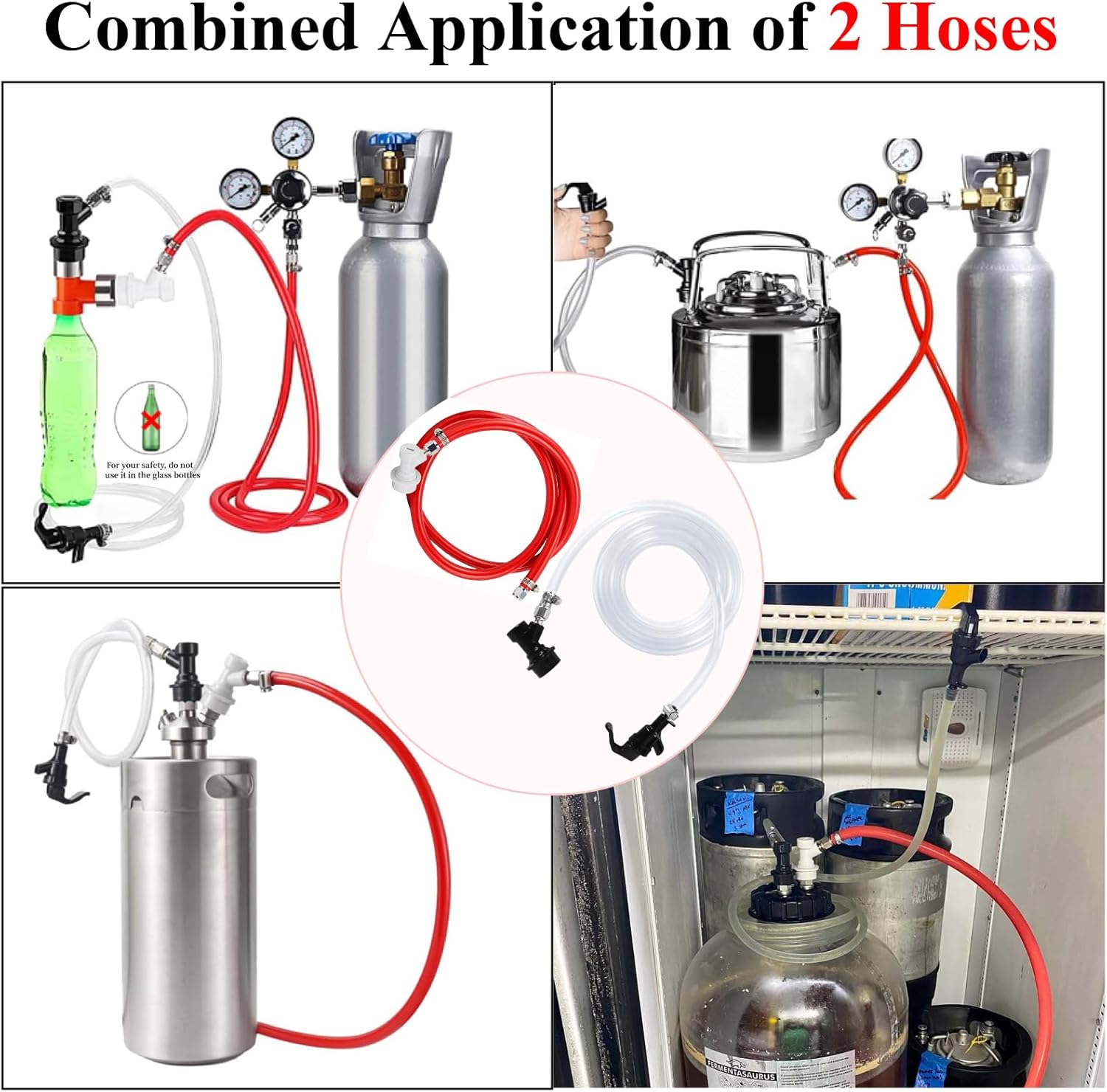 Single Output CO2 Regulator and 3FT Beer Line 5FT CO2 Line with 1 Pair Ball Lock Keg Fitting and 1 Picnic Tap