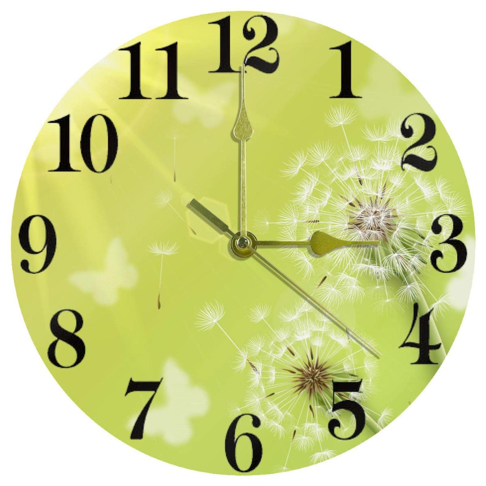Horloge murale quartz sans tic-tac bruit pissenlits