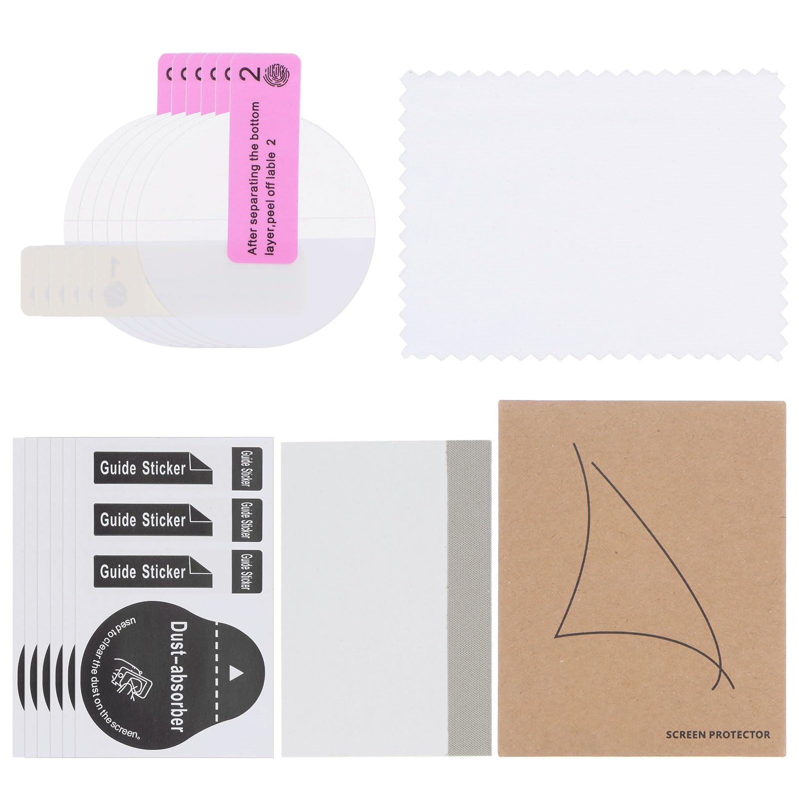 HARFINGTON6pcs Watch Glass Screen Protectors 34mm HD High Definition Anti-Scratch Waterproof Ultra-Thin TPU Universal Smartwatch Screen Protective Film with Cloth Sticker Scraping Card