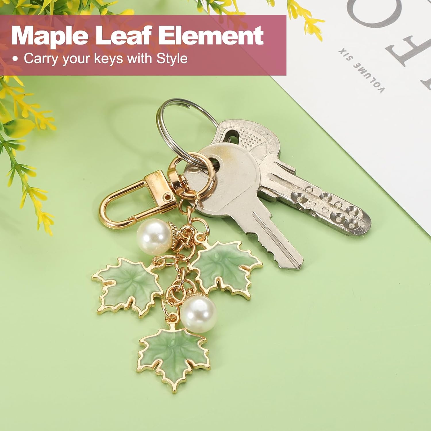 PATIKIL Maple Leaf Keychain, Metal Cute Keychains Charm with Swivel Clasps Keyring Key Chain for Women Party Favors Gift - Image 3
