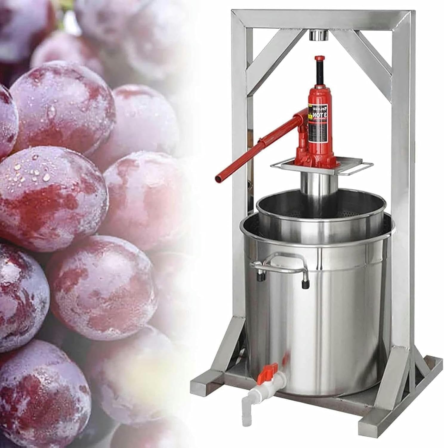 Fruit Wine Press, Homemade Beer Elaboration Tool, Stainless Steel Cider Press with Hydraulic for Cider, Supplies and Equipment for The Elaboration of Grape Wine ~/