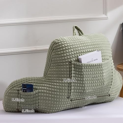 Vista 4 de A Nice Night - Almohada de lectura para cama, forma de cuña, grande, para adultos y niños, con respaldo, reposabrazos y soporte para la espalda