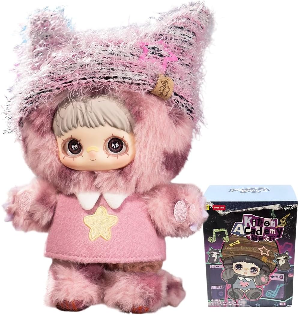 CALEMBOU Vinyl Plush Blind Box, MayMei Kitten Academy Series Soft Stuffed Keychain, Collectible for Birthday Christmas, Random 1 Box