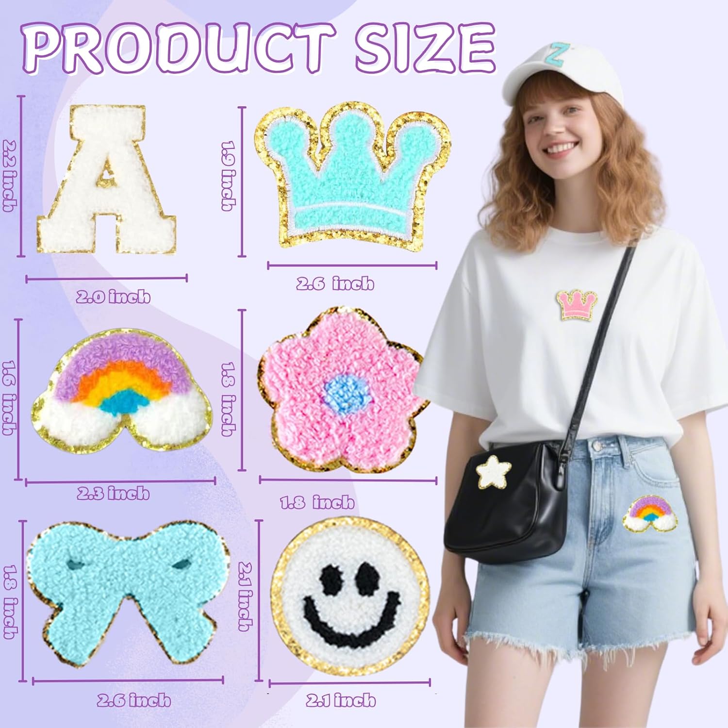 102Pcs Self-Adhesive Fuzzy Letter Patches - Cute Varsity Style DIY Stickers for Embroidery Jackets, Jeans, Bags, Gift Decoration