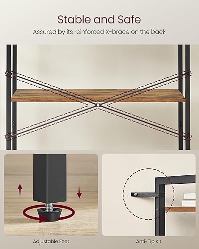 Miniatura 21 de VASAGLE Estantería de 6 niveles, estantería con marco de acero, estante para libros para sala de estar, oficina en casa, estudio, 11.8 x 15.7 x 73.2