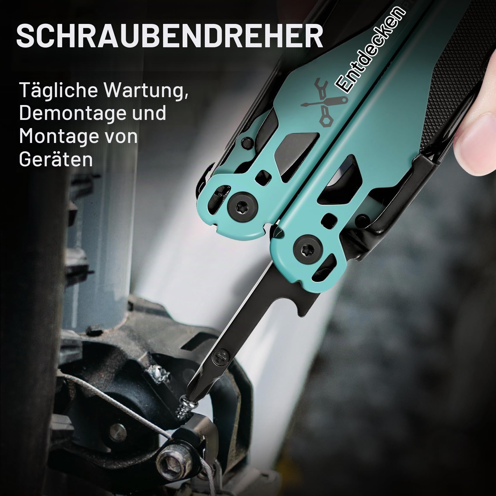 23-in-1-Multitool Geschenkbox, Multifunktionswerkzeug für Outdoor, Camping | Schraubendreher, Säge, Flaschenöffner, Zange, Coole Gadgets für Männer, Geschenk für Freund, Sohn, Vater, Ehemann, Seeblau