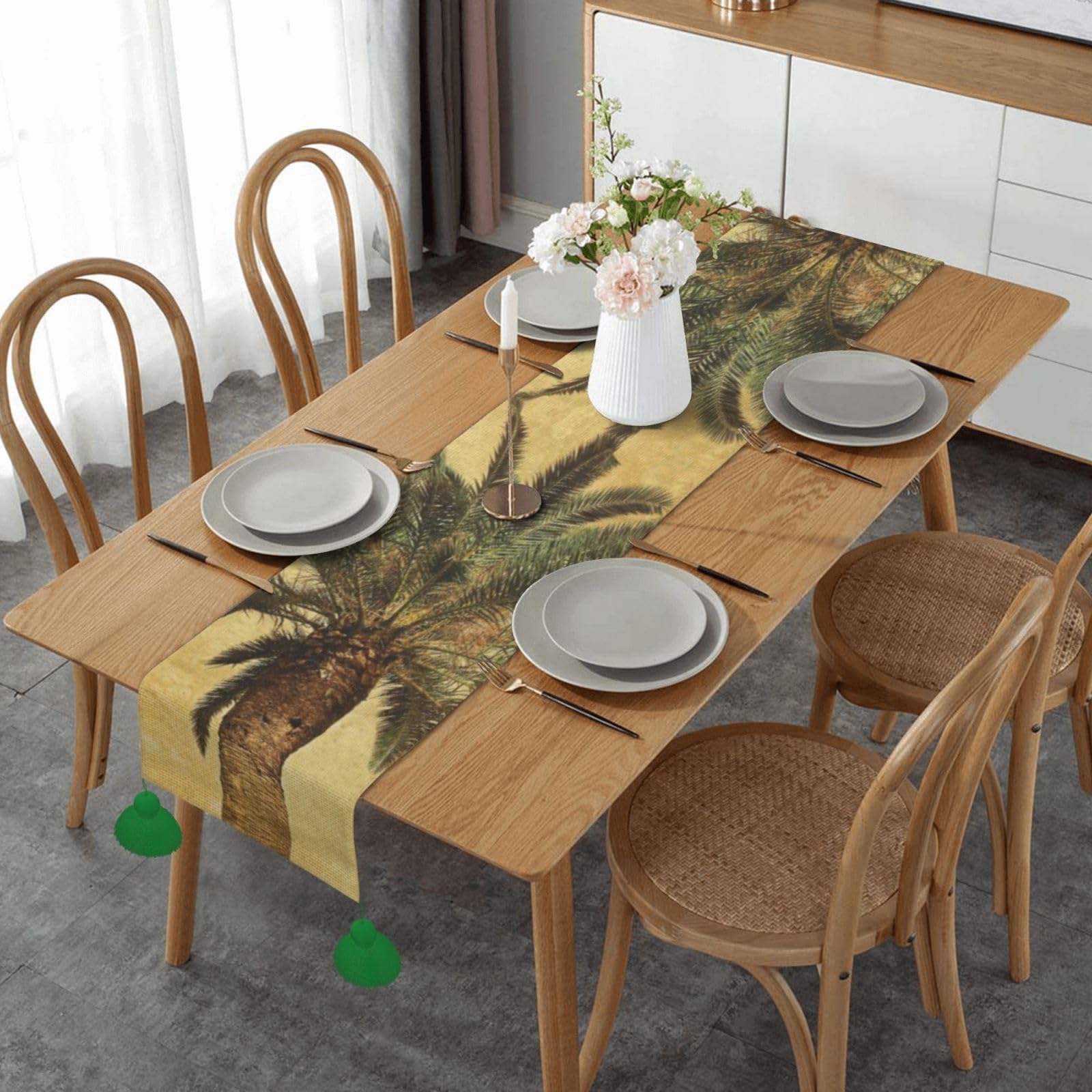 Chemin de table en lin pour nappe de cuisine et décoration de fête