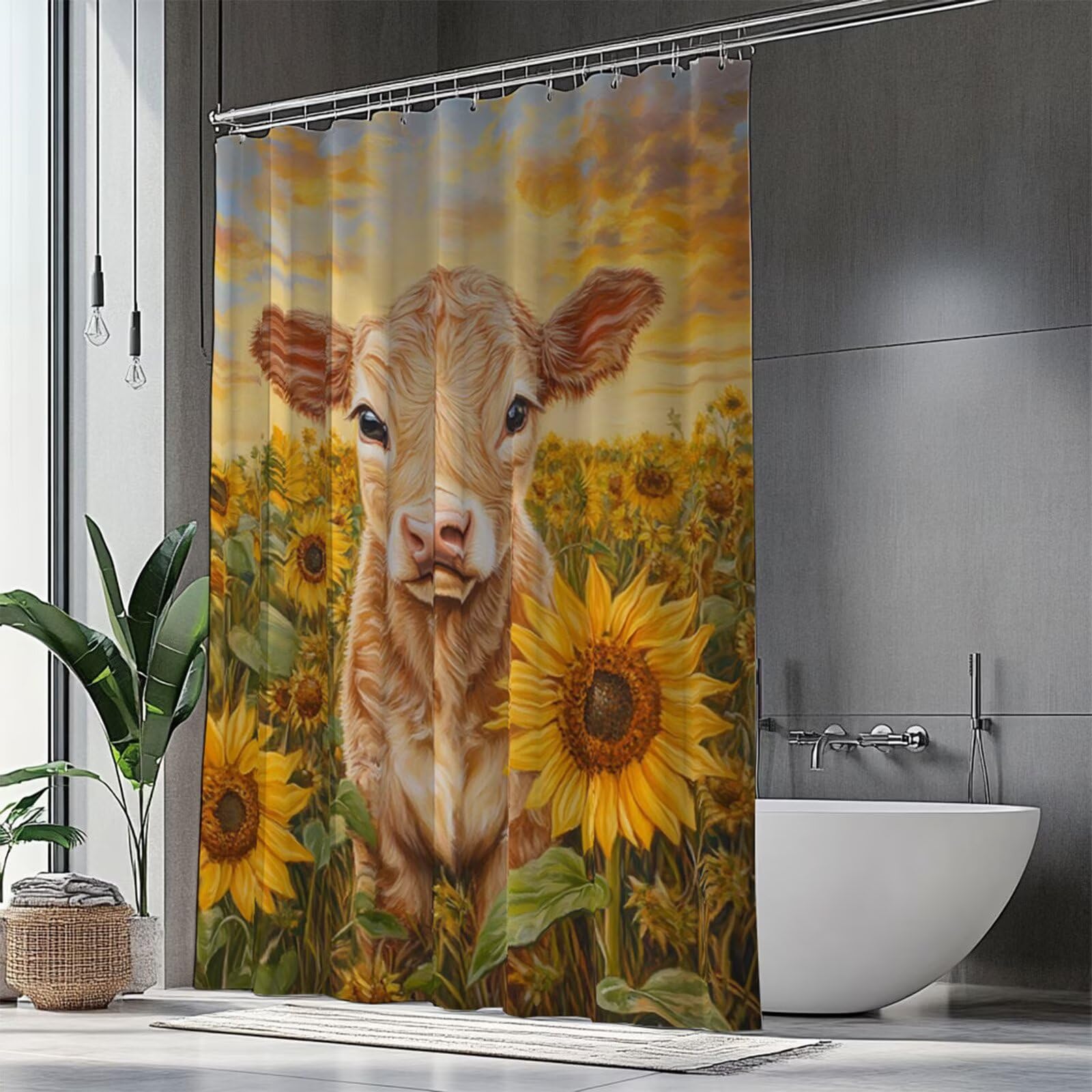 Rideau douche tournesol pour une salle de bain lumineuse et lavable