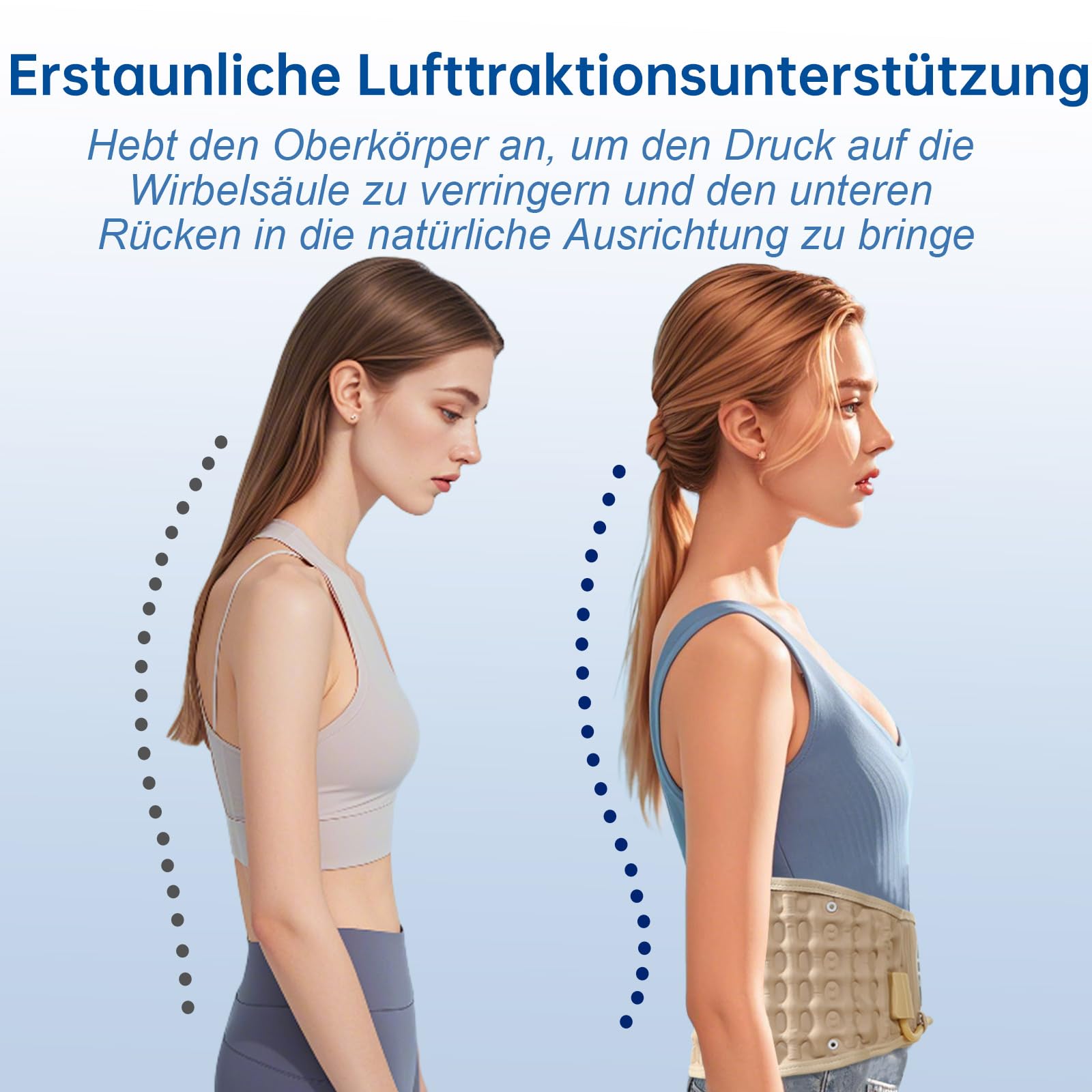 HONGJING Dekompressions Rückengurt zur Linderung von Schmerzen im unteren Rücken, Aufblasbarer Lendenwirbelstützgurt, Einheitsgröße, passend für 29-49 Taille