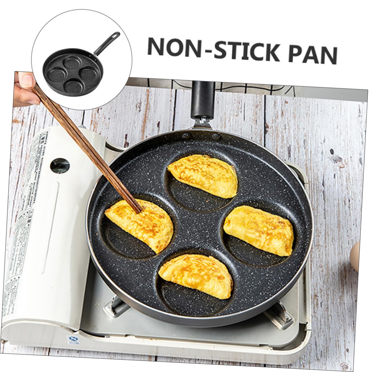 Didiseaon 2 Pezzi Padella Antiaderente per Uova e Frittata Rivestito Pietra Lavica Manico Termoisolante Fondo Induzione Uniforme Multiuso per Cucina Familiare