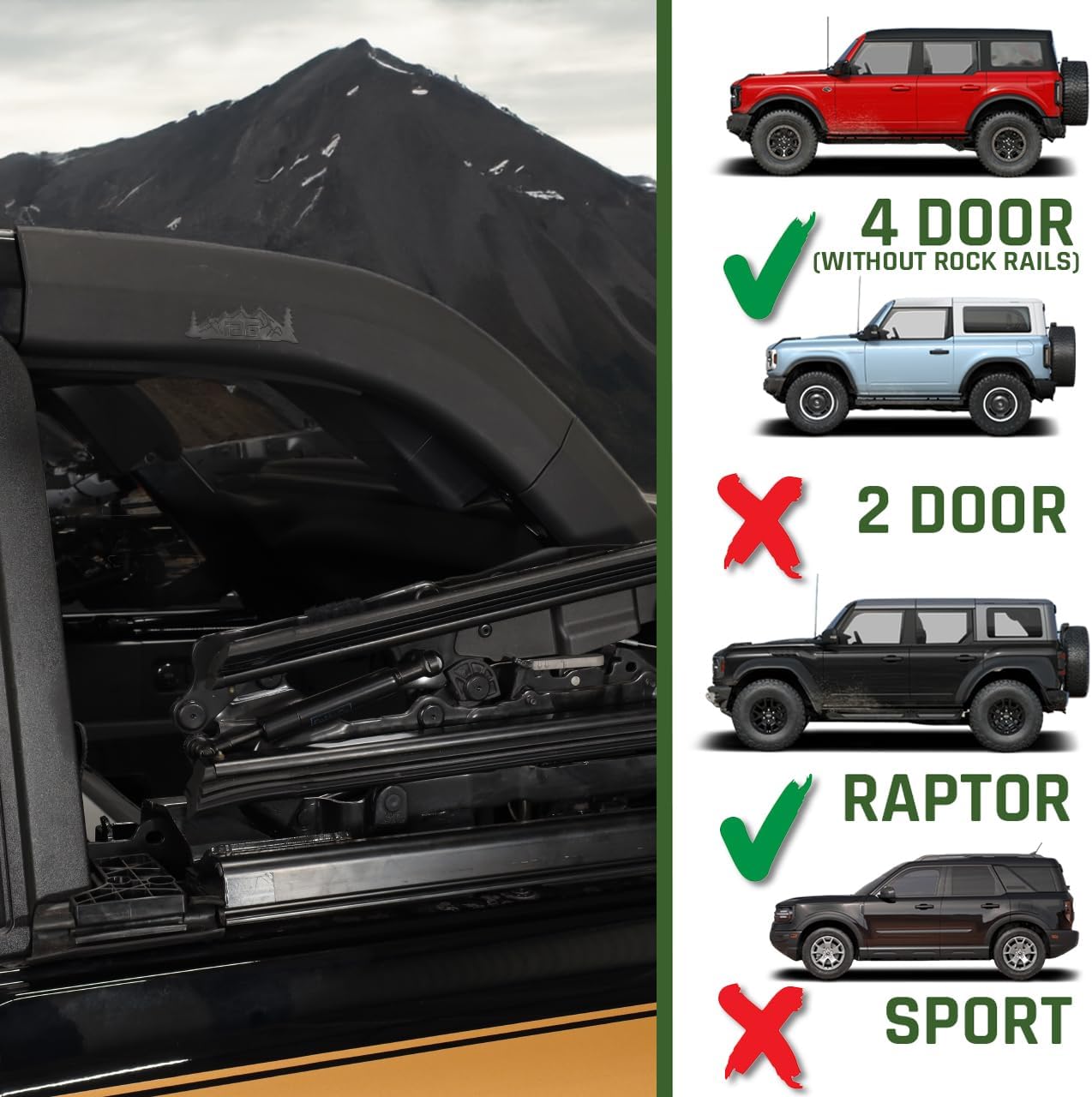 IAG I-Line D-Pillar Roll Bar Protective Covers for Ford Bronco 4 Door 2021 2022 Only (2023-24 Requires Modification)