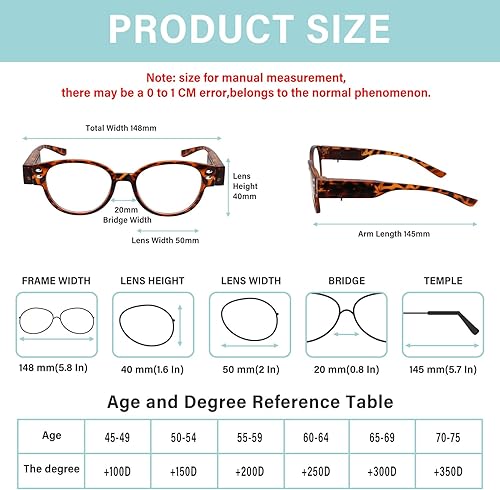 Miniatura 4 de Lentes de lectura con luz brillante con luz LED, lupa con luz en la fama, lectores LED brillantes para hombres y mujeres, bloqueo de luz azul,