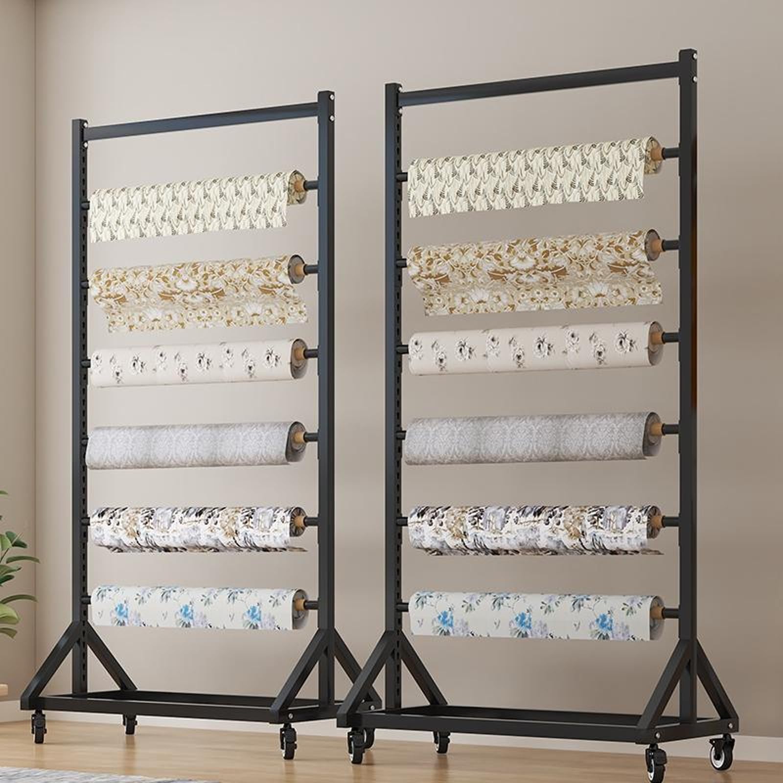 Adjuble - Estante para rollo de vinilo con ruedas, carrito de tela pesada para vinilo, cuero, película de ventana y papel pintado, 57.5 pulgadas de alto para manualidades y exhibición