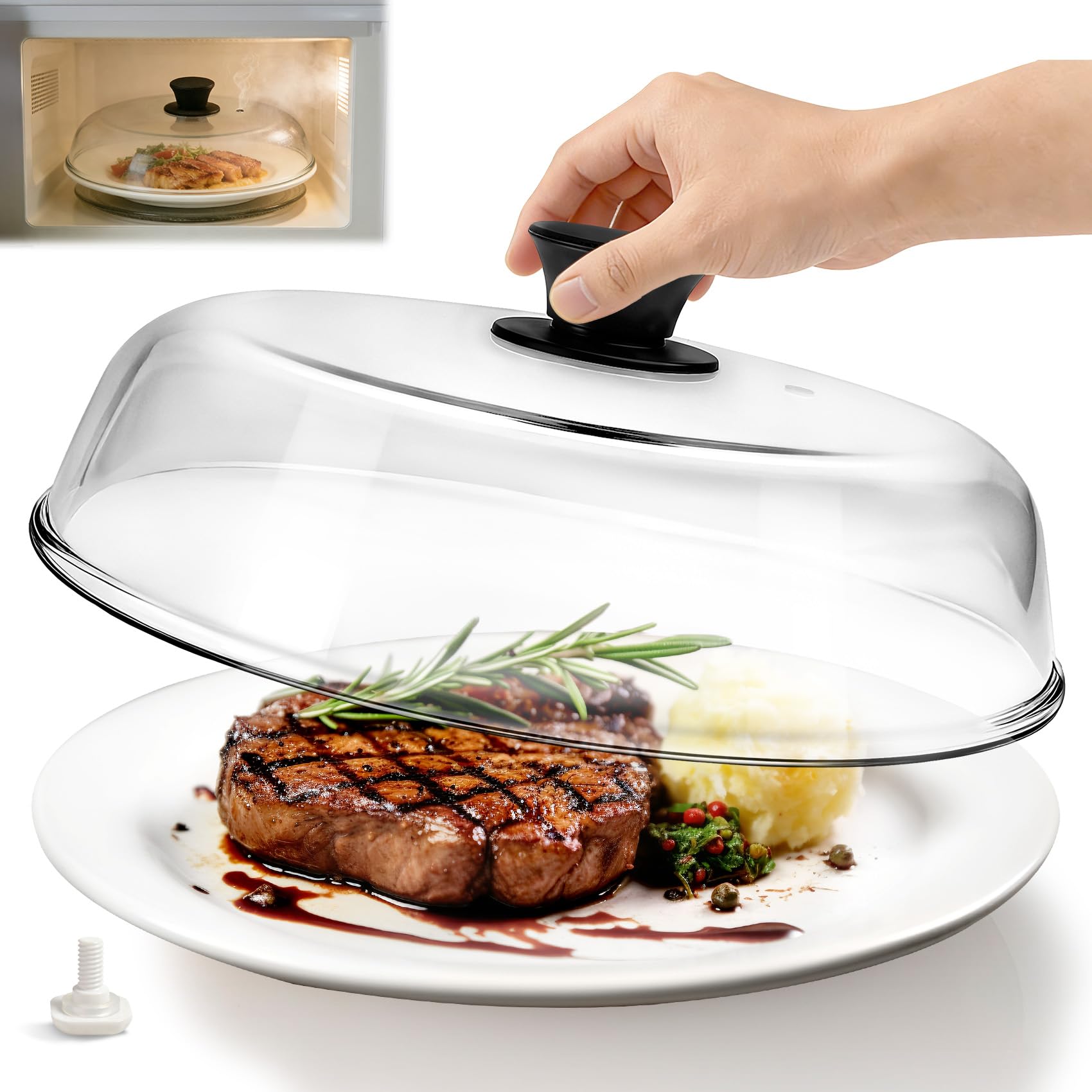 Photo 1 of 10in Glass Microwave Cover For Food, Glass Microwave Splatter Cover