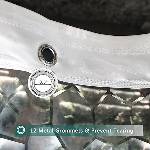 Miniatura 2 de Forro de cortina de ducha transparente, cortinas de ducha 3D 100% impermeables de EVA con 3 imanes inferiores pesados y 12 ojales a prueba de óxido,