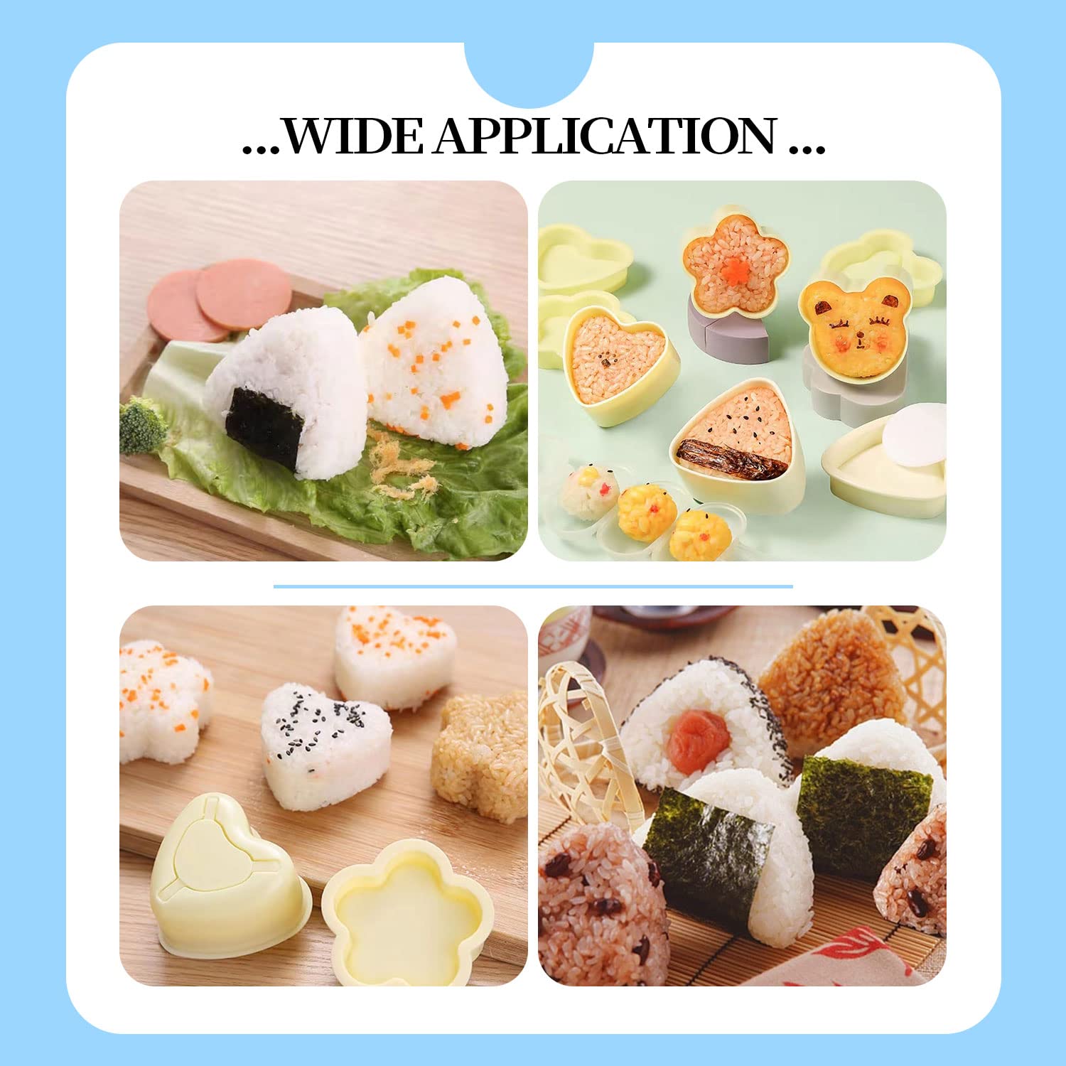 Stampini Per Onigiri E Sushi - 8 Pezzi, Forme Gatto, Cuore, Fiore, Triangolo, Materiale Alimentare - Foto 5