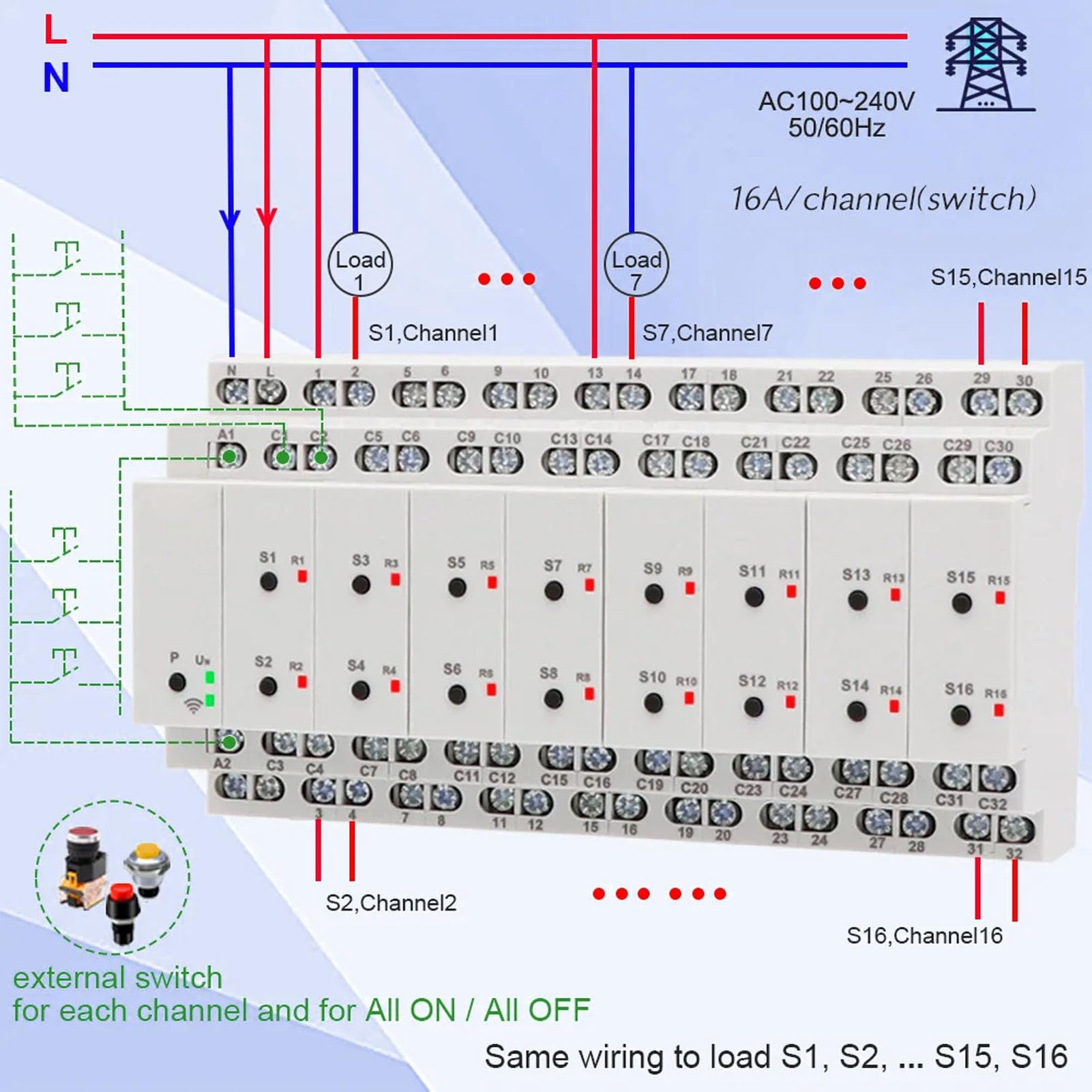 ViaGasaFamido Intelligenter WLAN-Timer, 16-Kanal-Smart-Timer für die Heimautomatisierung mit Sprachsteuerung und Bluetooth-Unterstützung